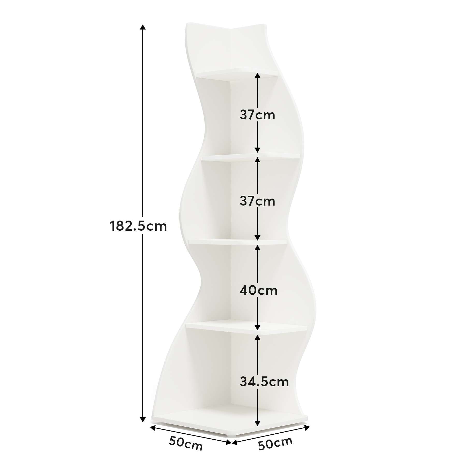 Étagère murale d'angle moderne en bois, 5 niveaux