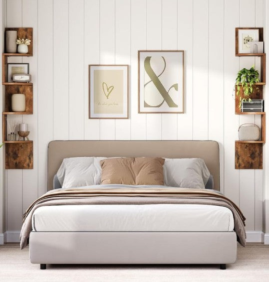 Étagère murale d'angle flottante en bois, 5 niveaux
