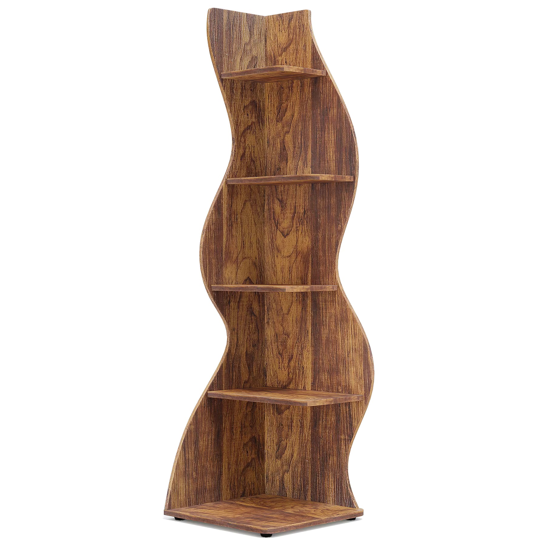 Étagère murale d'angle moderne en bois, 5 niveaux