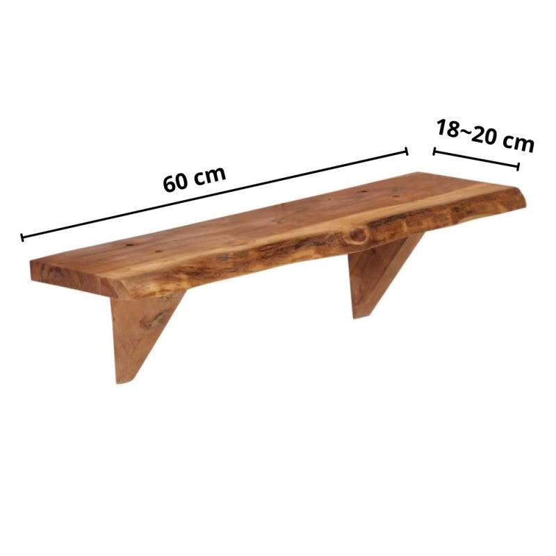 Étagères murale en bois massif d'acacia, lot de 2