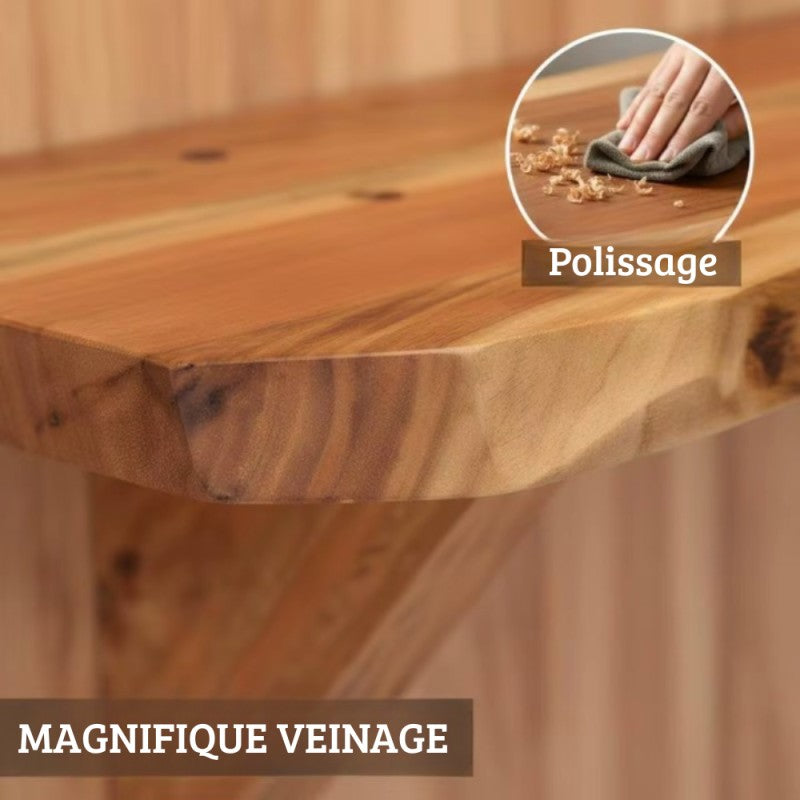 Étagères murale en bois massif d'acacia, lot de 2