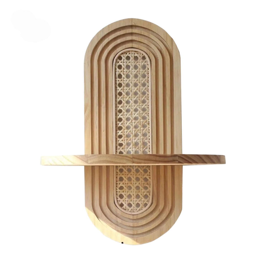 Étagère murale Style Bohème en Bois et Rotin