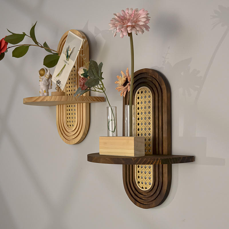 Étagère murale Style Bohème en Bois et Rotin