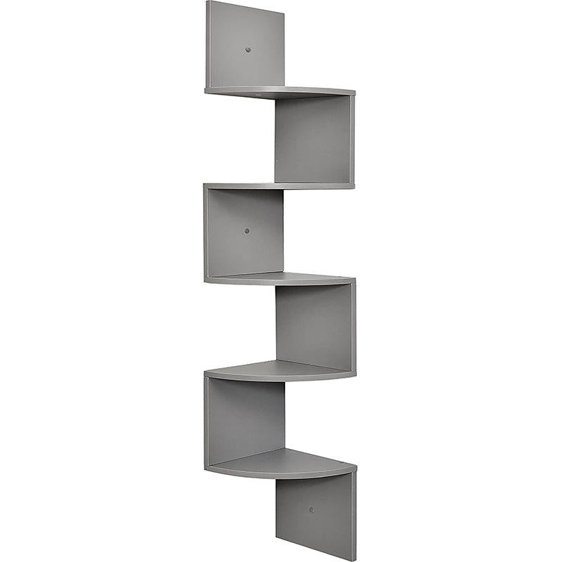 Étagère murale d'angle flottante en bois, 5 niveaux