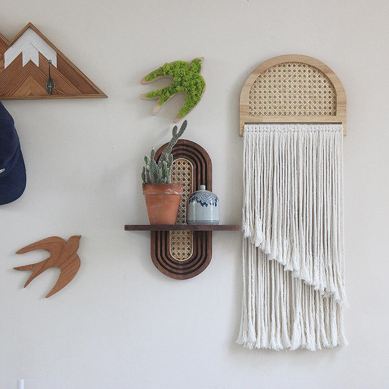 Étagère murale Style Bohème en Bois et Rotin