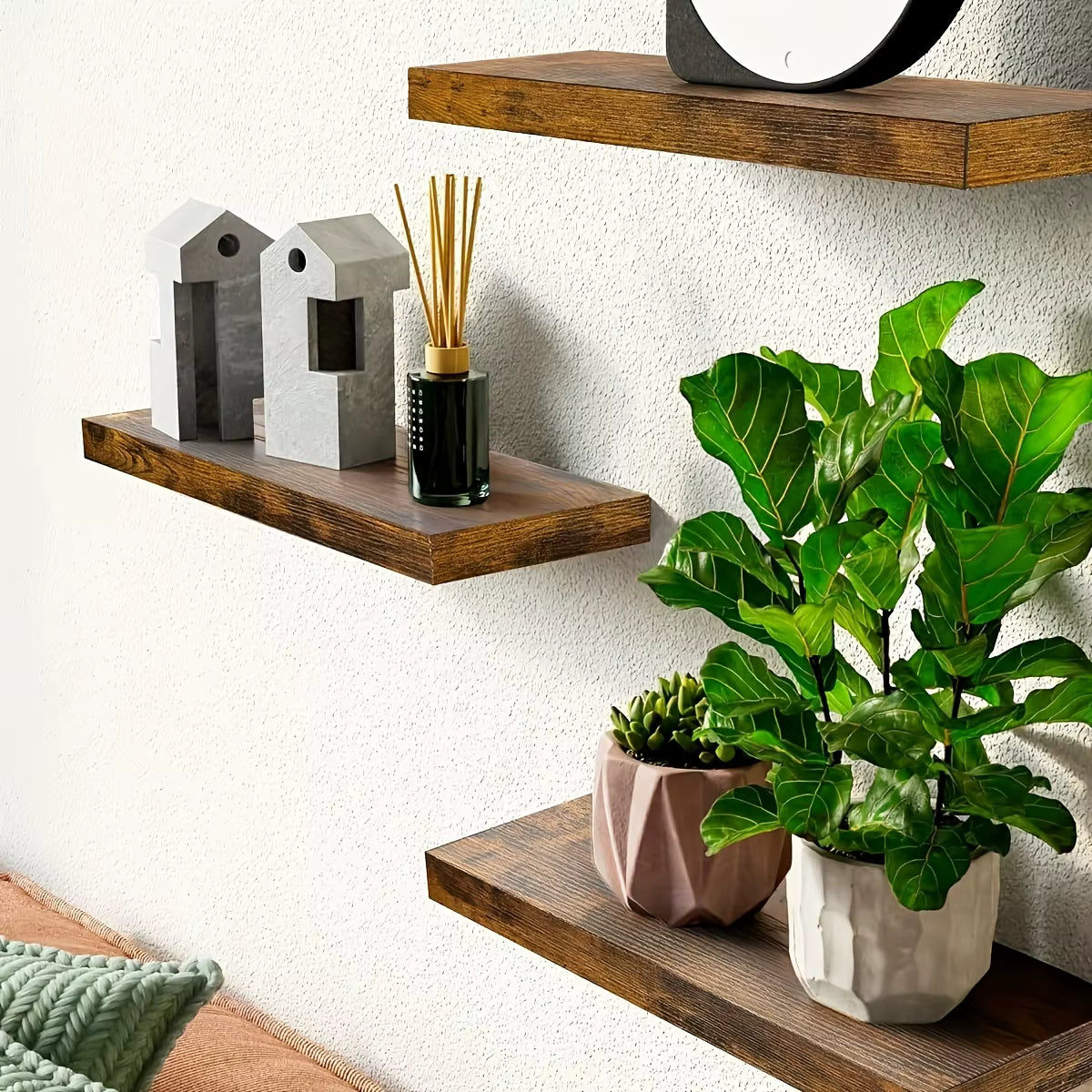 Étagère murale flottante en bois - Fixation invisible